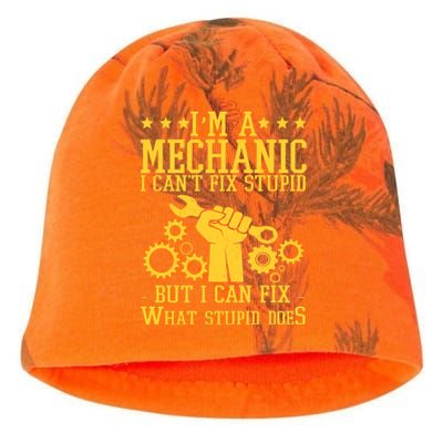 I'm A Mechanic I Can't Fix Stupid But I Can Fix What Stupid Does Kati - Camo Knit Beanie