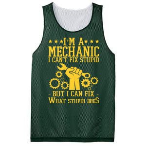 I'm A Mechanic I Can't Fix Stupid But I Can Fix What Stupid Does Mesh Reversible Basketball Jersey Tank