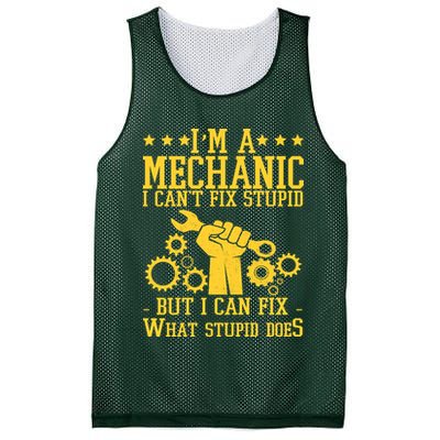 I'm A Mechanic I Can't Fix Stupid But I Can Fix What Stupid Does Mesh Reversible Basketball Jersey Tank