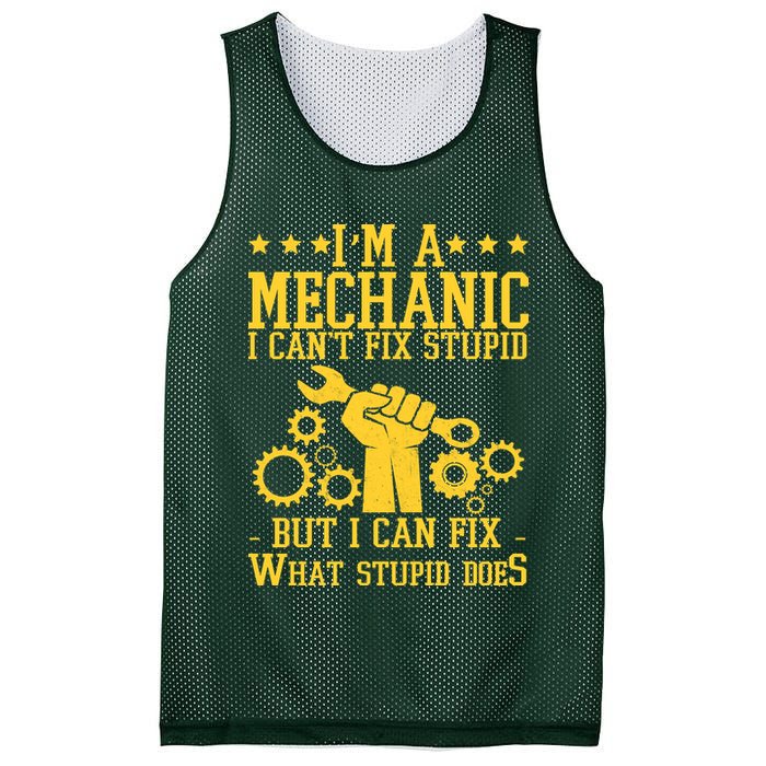 I'm A Mechanic I Can't Fix Stupid But I Can Fix What Stupid Does Mesh Reversible Basketball Jersey Tank