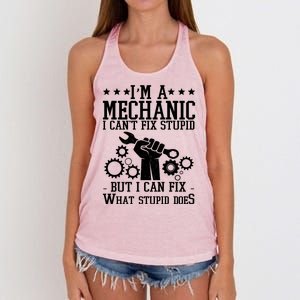 I'm A Mechanic I Can't Fix Stupid But I Can Fix What Stupid Does Women's Knotted Racerback Tank