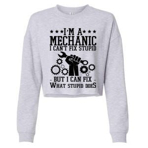 I'm A Mechanic I Can't Fix Stupid But I Can Fix What Stupid Does Cropped Pullover Crew