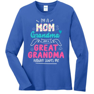 I'm A Mom Grandma And Great Grandma Cool Gift Funny Grandma Cool Gift Ladies Long Sleeve Shirt