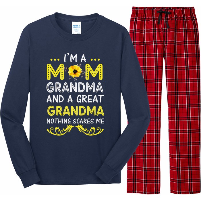 IM A Mom Grandma Great Nothing Scares Me Mothers Day Gifts Long Sleeve Pajama Set