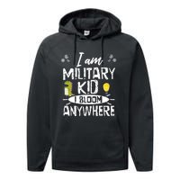 I Am Military Child I Bloom Anywhere Month Of The Military Performance Fleece Hoodie