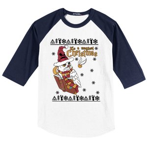 It's A Magical Christmas Owl Wizards Hedwig Lover Ugly Xmas Baseball Sleeve Shirt