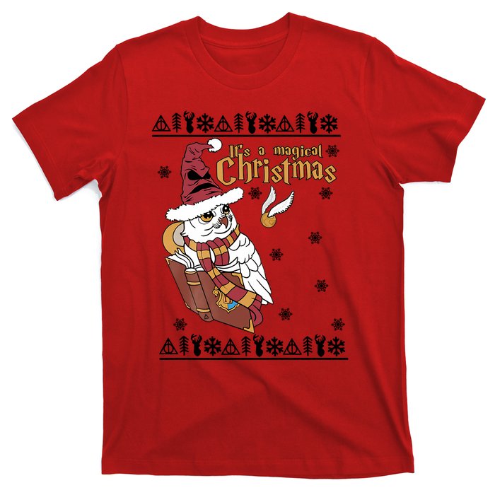 It's A Magical Christmas Owl Wizards Hedwig Lover Ugly Xmas T-Shirt