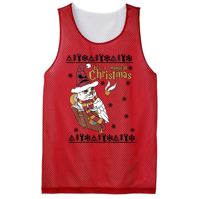 It's A Magical Christmas Owl Wizards Hedwig Lover Ugly Xmas Mesh Reversible Basketball Jersey Tank