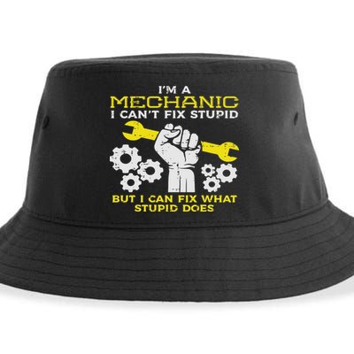 Im A Mechanic Cant Fix Stupid Funny Car Auto Garage Sustainable Bucket Hat