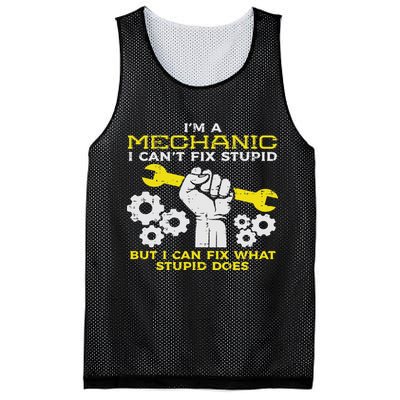 Im A Mechanic Cant Fix Stupid Funny Car Auto Garage Mesh Reversible Basketball Jersey Tank
