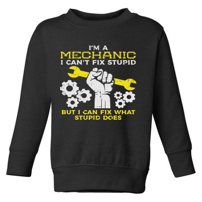 Im A Mechanic Cant Fix Stupid Funny Car Auto Garage Toddler Sweatshirt