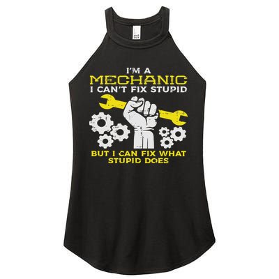 Im A Mechanic Cant Fix Stupid Funny Car Auto Garage Women's Perfect Tri Rocker Tank