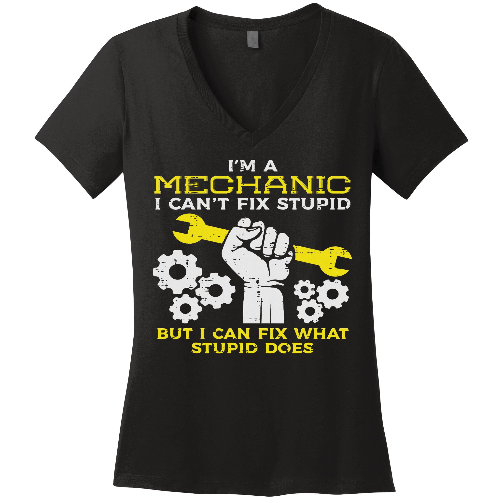 Im A Mechanic Cant Fix Stupid Funny Car Auto Garage Women's V-Neck T-Shirt