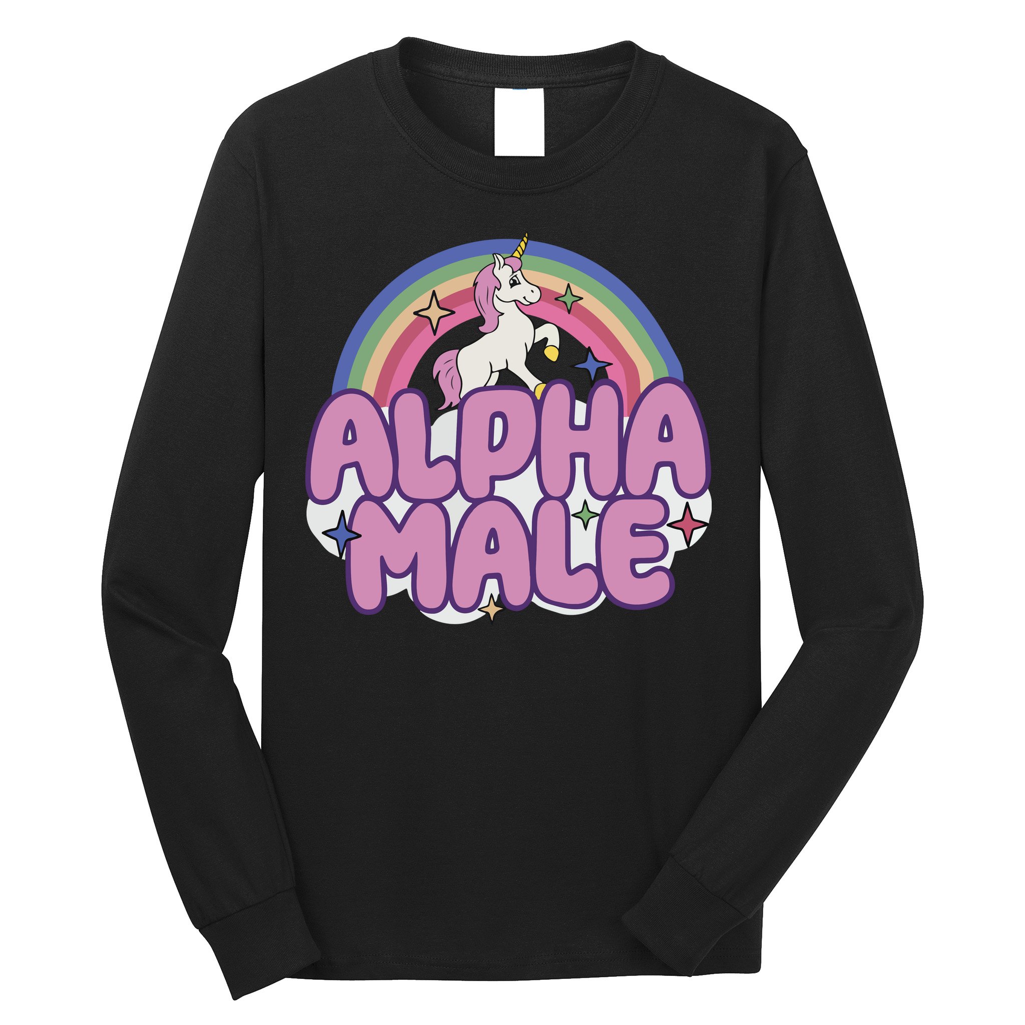 Ironic Alpha Male Unicorn Rainbow Long Sleeve Shirt