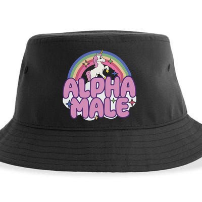 Ironic Alpha Male Unicorn Rainbow Sustainable Bucket Hat