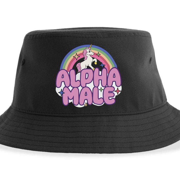 Ironic Alpha Male Unicorn Rainbow Sustainable Bucket Hat