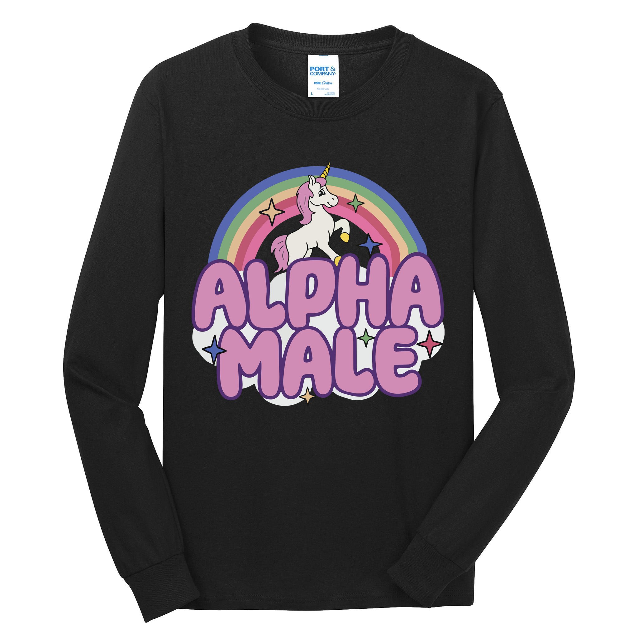 Ironic Alpha Male Unicorn Rainbow Tall Long Sleeve T-Shirt
