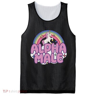 Ironic Alpha Male Unicorn Rainbow Mesh Reversible Basketball Jersey Tank