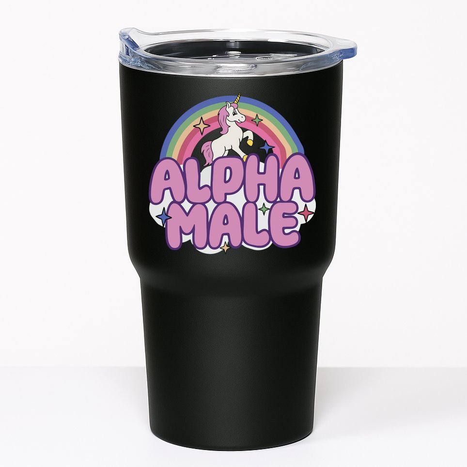 Ironic Alpha Male Unicorn Rainbow Tumbler