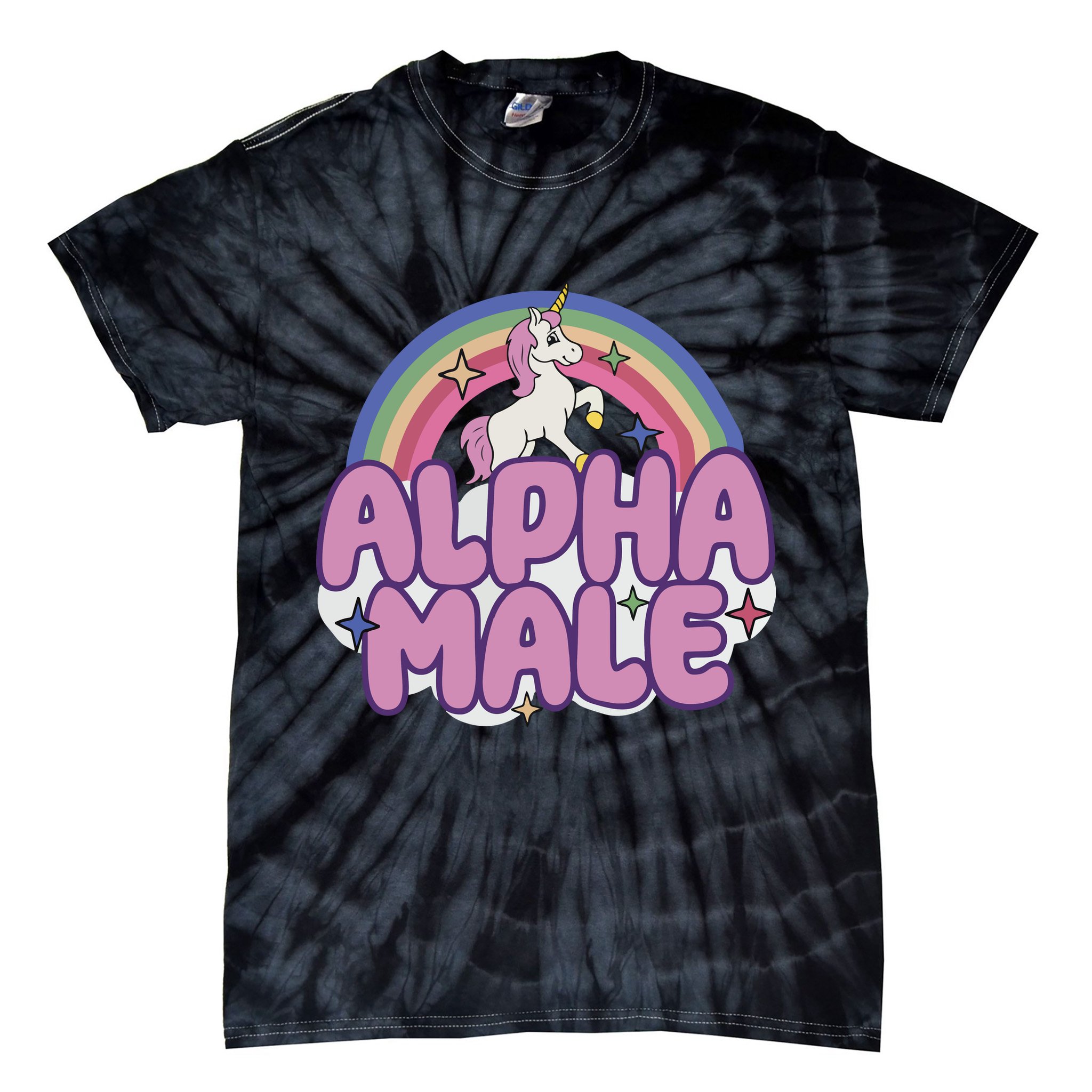 Ironic Alpha Male Unicorn Rainbow Tie-Dye T-Shirt
