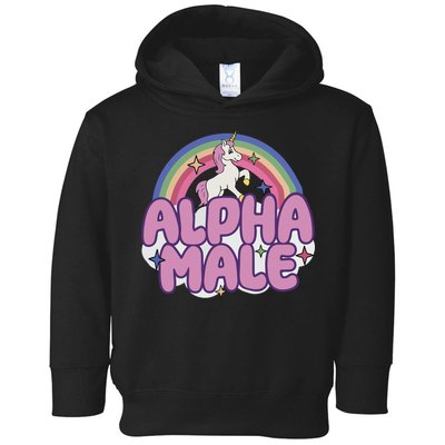 Ironic Alpha Male Unicorn Rainbow Toddler Hoodie
