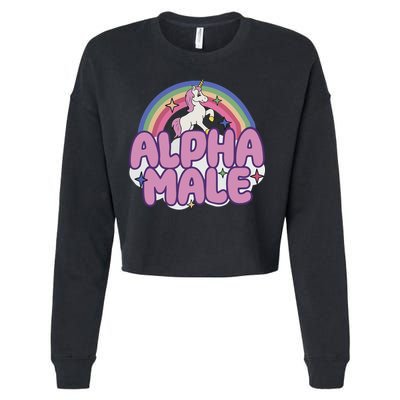 Ironic Alpha Male Unicorn Rainbow Cropped Pullover Crew