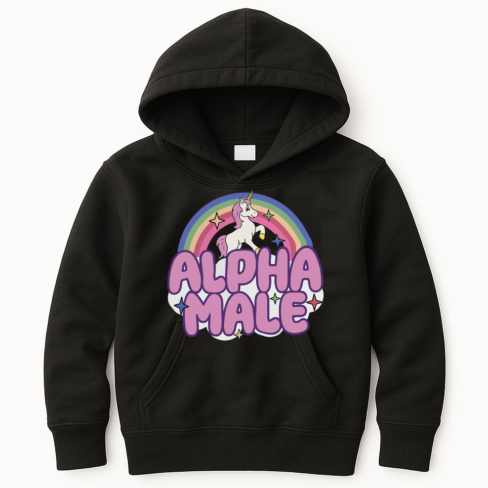 Ironic Alpha Male Unicorn Rainbow Kids Hoodie