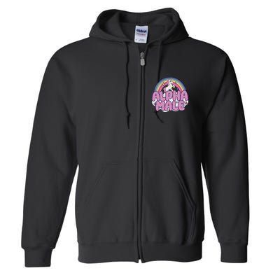 Ironic Alpha Male Unicorn Rainbow Full Zip Hoodie