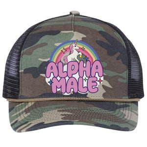 Ironic Alpha Male Unicorn Rainbow Retro Rope Trucker Hat Cap