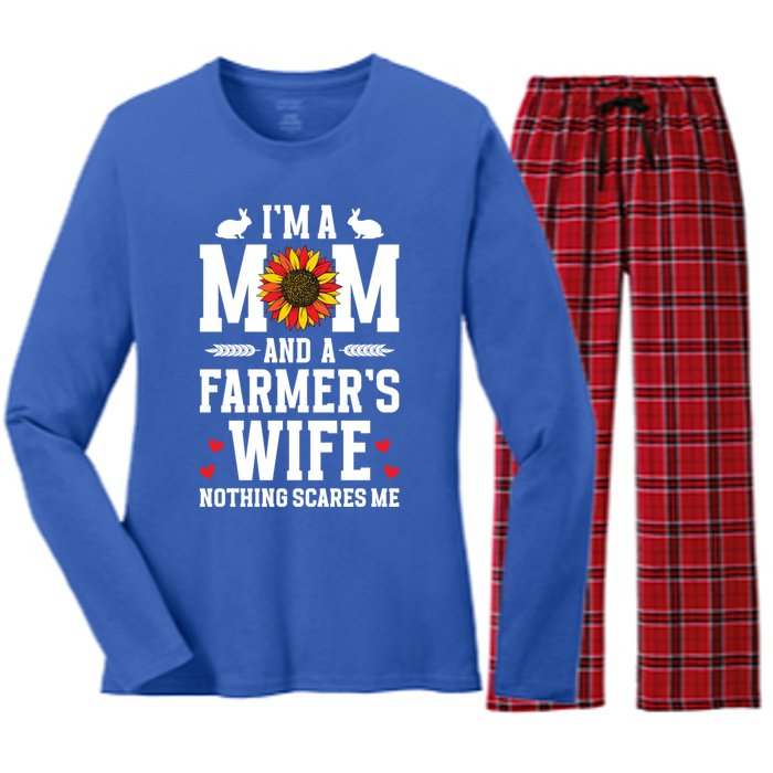 IM A Mom And A FarmerS Wife Of A Farmer Wife Farm Wife Gift Women's Long Sleeve Flannel Pajama Set 