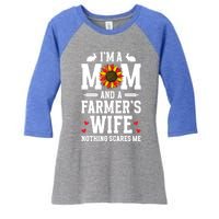 IM A Mom And A FarmerS Wife Of A Farmer Wife Farm Wife Gift Women's Tri-Blend 3/4-Sleeve Raglan Shirt