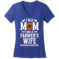 IM A Mom And A FarmerS Wife Of A Farmer Wife Farm Wife Gift Women's V-Neck T-Shirt