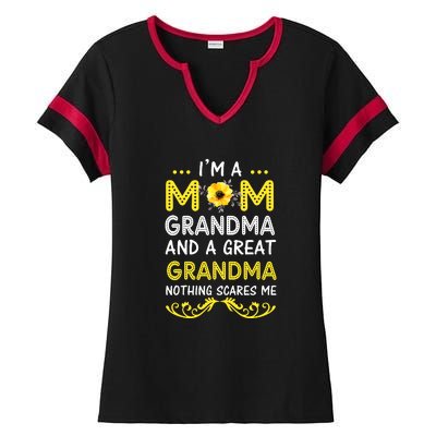 I'm A Mom Grandma Great Nothing Scares Me Mothers Day Gifts Ladies Halftime Notch Neck Tee