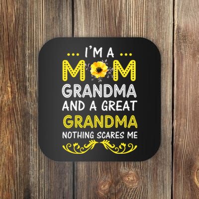 I'm A Mom Grandma Great Nothing Scares Me Mothers Day Gifts Coaster