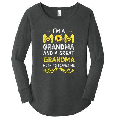 I'm A Mom Grandma Great Nothing Scares Me Mothers Day Gifts Women's Perfect Tri Tunic Long Sleeve Shirt