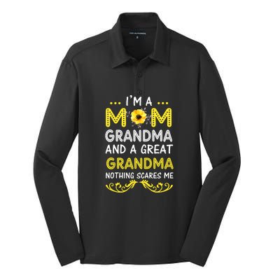 I'm A Mom Grandma Great Nothing Scares Me Mothers Day Gifts Silk Touch Performance Long Sleeve Polo