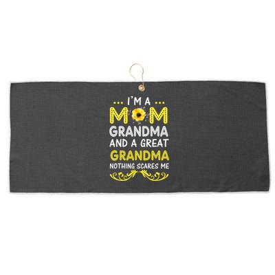 I'm A Mom Grandma Great Nothing Scares Me Mothers Day Gifts Large Microfiber Waffle Golf Towel