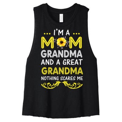 I'm A Mom Grandma Great Nothing Scares Me Mothers Day Gifts Women's Racerback Cropped Tank