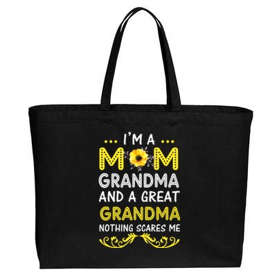 I'm A Mom Grandma Great Nothing Scares Me Mothers Day Gifts Cotton Canvas Jumbo Tote