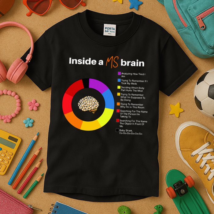 Inside A Ms Brain Multiple Sclerosis Awareness Chart Kids T-Shirt