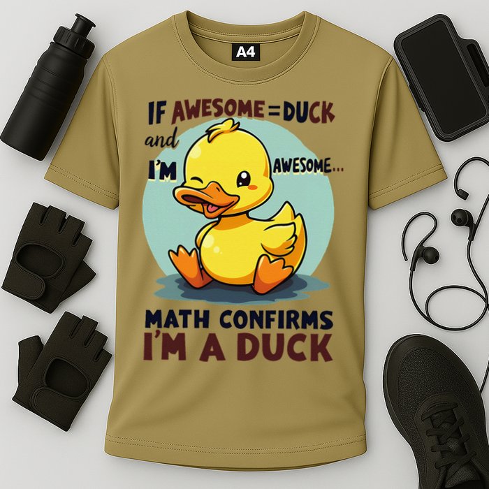 IM Awesome Math Confirms IM A Duck Funny Cute Duck Humor Cooling Performance Crew T-Shirt