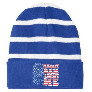 ItS About Madam President Time Election Vote Madam Feminist Gift Striped Beanie with Solid Band