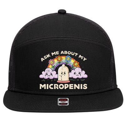 Inappropriate Ask Me About My Micro Funny Humor Joke Gag Gift 7 Panel Mesh Trucker Snapback Hat