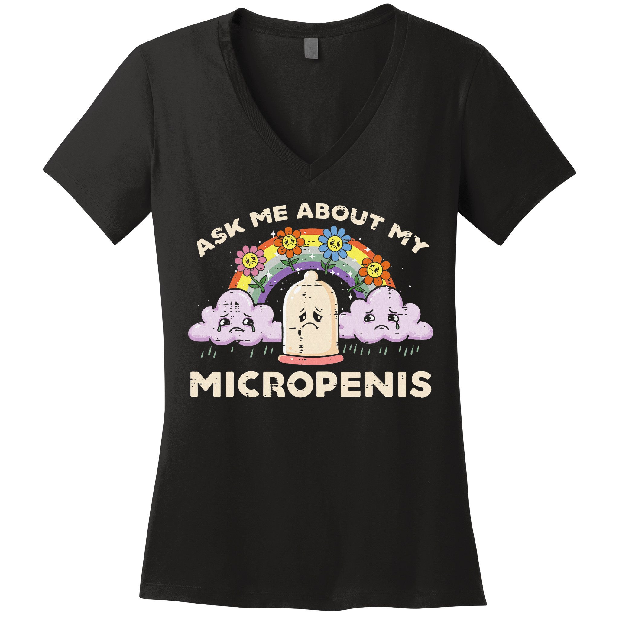 Inappropriate Ask Me About My Micro Funny Humor Joke Gag Gift Women's V-Neck T-Shirt