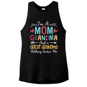 I'm A Mom Grandma And A Great Grandma Nothing Scares Me Ladies PosiCharge Tri-Blend Wicking Tank