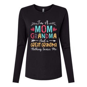 I'm A Mom Grandma And A Great Grandma Nothing Scares Me Womens Cotton Relaxed Long Sleeve T-Shirt