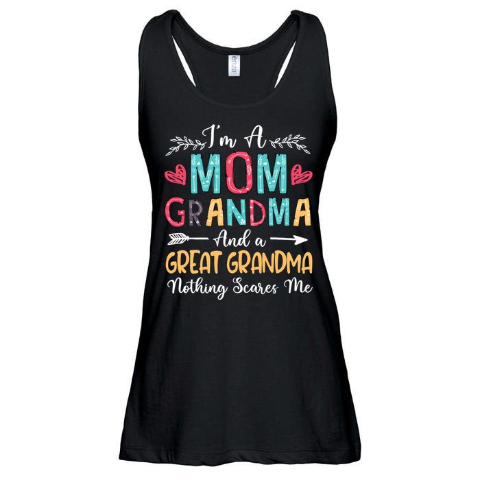 I'm A Mom Grandma And A Great Grandma Nothing Scares Me Ladies Essential Flowy Tank