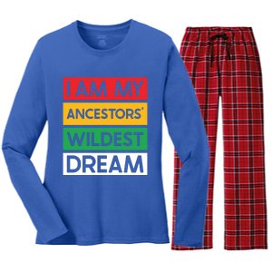 I Am My Ancestors Wildest Dream Gift Black History Month Gift Women's Long Sleeve Flannel Pajama Set 