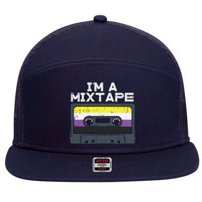 Im A Mixtape Cassette Lgbtq Flag Genderqueer 7 Panel Mesh Trucker Snapback Hat