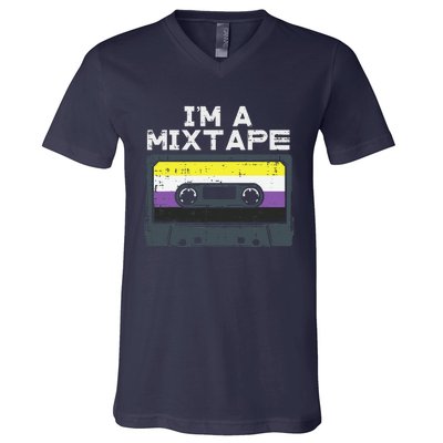 Im A Mixtape Cassette Lgbtq Flag Genderqueer V-Neck T-Shirt